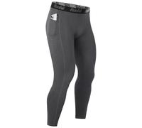 Runhit Men’s Compression Trousers with Pockets, Running Leggings Thermal Tights, Sports Base Layer Pants for Fitness Walking Yoga Gray XXL