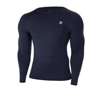 Runhit Men's Compression Long Sleeve Shirt, UPF 50+ Baselayer Skins Performance Mens Muscle Fit Rash Guard for Gym Workout Basketball Fishing Navy Blue XXL