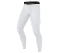 Runhit Mens Compression Pants, Quick Dry Cool Running Leggings Gym Tights Sport Base Layer Trousers for Cycling Jogging Yoga White S