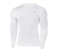 Runhit Men's White Long Sleeve Compression Shirt, UPF 50+ Rash Guard Wicking Sports Undershirt, Mens Football Underlayer for Training Cycling Gym S