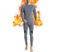 Runhit Thermal Underwear Mens Fleece Lined Long Johns for Men Thermals Top and Bottoms Set Long Sleeve Base Layer Cold Weather Gear S Grey-black