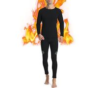 Runhit Thermal Underwear Mens Fleece Lined Long Johns for Men Thermals Top and Bottoms Set Long Sleeve Base Layer Cold Weather Gear S