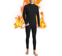 Runhit Thermal Underwear Mens Fleece Lined Long Johns for Men Thermals Top and Bottoms Set Long Sleeve Base Layer Cold Weather Gear XL Black
