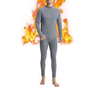 Runhit Thermal Underwear Mens Fleece Lined Long Johns for Men Thermals Top and Bottoms Set Long Sleeve Base Layer Cold Weather Gear M Gray