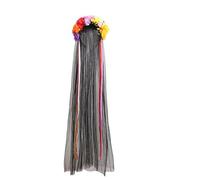 Runhomal Adult Women Day Of The Dead Flower Crown Headband Floral Hairband for Mexican Festival Red Pink Yellow One Size
