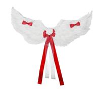 Runhomal Bowknot Feather Wing Angel Fairy Wings Costume Fancy Dress For Halloween Christmas Themed Party Red One Size