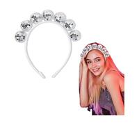 Runhomal Disco Ball Headband for Women Girls 90s Retro Disco Headpiece Costume Alien Accessories Silver B One Size