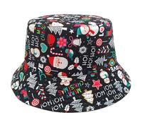 Runhomal Elegant Christmas Bucket Hat Collection Santa Snowflake Print Hats For Women's Holiday Events And Family Outfits Black A One Size