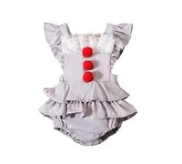 Runhomal Infants Baby Girls Sleeveless Cute Clown Layered Ruffle Bodysuit Romper Halloween Circus Joker Costume