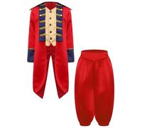 Runhomal Kids Boys Medieval Prince Jacket Victorian Colonial War Tailcoat Blazers Coat with Leg Opening Pants Red 9-10 Years