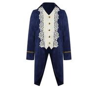 Runhomal Kids Boys Medieval Renaissance Long Sleeve Jacket Coat Victorian Era Tailcoat Steampunk Gothic Tailcoat Navy Blue 13-14 Years