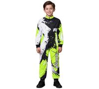Runhomal Kids Boys Racing Suit Halloween Racing Outfit | Stage Performance,Race Car Driver Jumpsuit,Full Bodysuit,Long Sleeve,Zipper,Quick Dry,Dress Up Clothes,Role Play