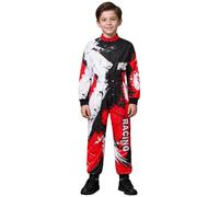 Runhomal Kids Boys Racing Suit Halloween Racing Outfit | Stage Performance,Race Car Driver Jumpsuit,Full Bodysuit,Long Sleeve,Zipper,Quick Dry,Dress Up Clothes,Role Play