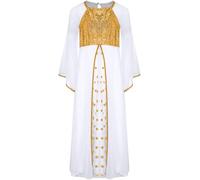 Runhomal Kids Girls Halloween Angel Dress Party Praise Dance Dress Sequins Gold Trim Princess Toga Gown White 15-16 Years