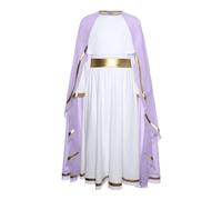 Runhomal Kids Girls Halloween Carnival Party Fancy Dress Up Virgin Mary Outfits Biblical Friar Robe with Cape Purple 11-12 Years