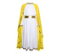 Runhomal Kids Girls Halloween Carnival Party Fancy Dress Up Virgin Mary Outfits Biblical Friar Robe with Cape Yellow 15-16 Years