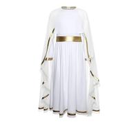 Runhomal Kids Girls Halloween Carnival Party Fancy Dress Up Virgin Mary Outfits Biblical Friar Robe with Cape White 11-12 Years