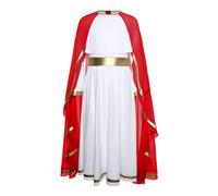 Runhomal Kids Girls Halloween Carnival Party Fancy Dress Up Virgin Mary Outfits Biblical Friar Robe with Cape Red 11-12 Years