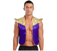 Runhomal Mens Arabian Prince Vest Tops Costumes Street Rat Tank Tops Cosplay Outfits Fancy Dress Purple M