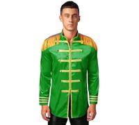 Runhomal Men's Halloween Costume Xmas SGT Sergeant Pepper Jacket Hippie Music Star 60s Cardigan Coat Green M