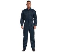 Runhomal Men's Long Sleeve Coverall One Piece Work Overalls Front Zipper Mechanics Workwear Jumpsuits Navy Blue 4XL/190