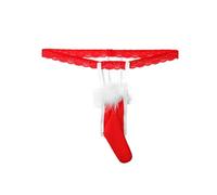 Runhomal Men's Santa Design G-String Thongs Fantasy Novelty Gift Secret Santa Bikini Xmas Christmas Themed Fancy Thong Type F One Size