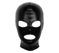 Runhomal Rave Party Headgear: Shiny Metallic Full Face Mask with Hood Black One Size