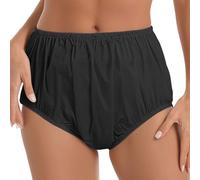 Runhomal Unisex Adult Diaper Cover Waterproof Leakproof Plastic Pants Underpants Black L