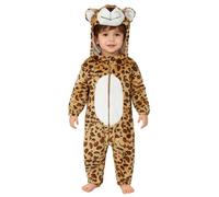 Runhomal Unisex Baby Cartoon Animal Cosplay Party Costume Keep Warm Long Sleeve Flannel Hooded Romper Outfits Leopard A 5-6 Years