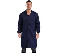 Runhomal Unisex Mens Womens Work Coat Long Sleeve Front Button Lab Coat Jackets Mechanical Workwear Navy Blue Large