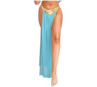 Runhomal Women Ancient Egyptian Queen Cosplay Skirts Metallic Shiny Briefs with Chiffon Skirt Costumes Light Blue XXL
