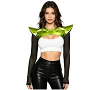 Runhomal Women Cap Sleeves Singer Bar Shawl Gothic Armor Shrug Long Sleeve Flying Shoulder Crop Top Fluorescent Green XXL