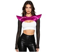 Runhomal Women Cap Sleeves Singer Bar Shawl Gothic Armor Shrug Long Sleeve Flying Shoulder Crop Top Hot Pink XXL