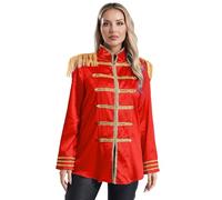 Runhomal Womens Adults Fancy Dress Hippie Music Star 1960s SGT Sergeant Pepper Halloween Costume Red 3XL