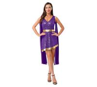 Runhomal Womens Glorious Greek Costume Roman Toga Sequins Dress Chiffon Belt Halloween Outfits Set Purple M