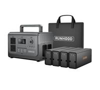 RUNHOOD HE1200-UK Portable Power Station Solar Generator Bundle | 1200W Pure Sine Wave AC Output | 1296Wh Capacity (Includes 4x 324Wh Hot-Swappable Energy Bars) Packaged with SERI 100W Foldable Solar