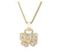 runhuabaihuo 4-Piece Set Super Flash Rotatable Four-Leaf Clover Ring Accessible Bracelet Crystal Necklace Women's Ear Hook(Xl01c120)