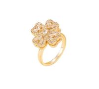 runhuabaihuo 4-Piece Set Super Flash Rotatable Four-Leaf Clover Ring Accessible Bracelet Crystal Necklace Women's Ear Hook(Jz01c134)