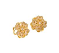 runhuabaihuo 4-Piece Set Super Flash Rotatable Four-Leaf Clover Ring Accessible Bracelet Crystal Necklace Women's Ear Hook(Eh01c147)