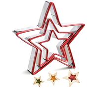 RUNHUAPPY Star Cookie Cutters Set, 3 Pack Stainless Steel Sandwich Cutter and Sealer, Large & Mini Cookie Cutters Shapes for Kids,Suitable for Pressing Cookie,Cakes,Sandwich and Bread
