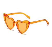 RUNHUIS Cute Love Heart Sunglasses for Women Girls Fashion Cat Eye Candy Color Heart Shape Glasses (Orange/Orange)