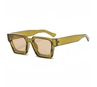 RUNHUIS Retro Thick Rectangular Sunglasses for Women Men Vintage Classic Large Square Frame Chunky Glasses, Olive Green/Champagne