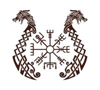 Runic Compass Vegvisir Inscription Ancient Viking Runic Symbol Engraving Decals 72x76.6cm Do not Damage The Wall Surface Coffee