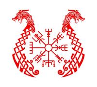 Runic Compass Vegvisir Inscriptions Ancient Vikings Runes Symbols Wall Sticker Vinyl Home-S-30x32cm-Red