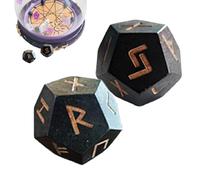 Runic Divination Set, Wooden Runes Set - 2 Wooden Carved Divination Dice, Collectable Runes Set for Board Game Fans, Divination Set