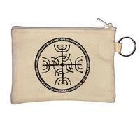 Runic Protection Sigil with Runes Black Graphic Key Chain Coin Purse Beige