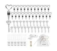 Runioney 24 Pieces Key Bottle Opener And 24 Pieces Wine Cork Set Bottle Opener Key Ring Wedding Favours