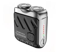 Runioney Beard Shaver, Rechargeable Electric Shaver Double Ring Magnetic Cutter, Mini Electrict Shaver Travel Shaver Black