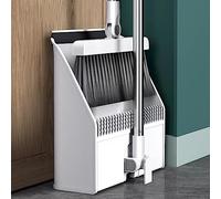 RUNLAIKEJI Broom and Dustpan Set, Broom and Dustpan Set for Home, Broom With Dustpan Combo Set, Standing Broom and Dust Pan Sets, for Room Kitchen Office Lobby Indoor Floor Sweeping (White)