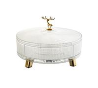 RUNLAIKEJI Divided Serving Tray with Lid, Rotatable 5 Compartment Relish Tray for Snack, Nut, Fruit, Veggie, Home, Party Use